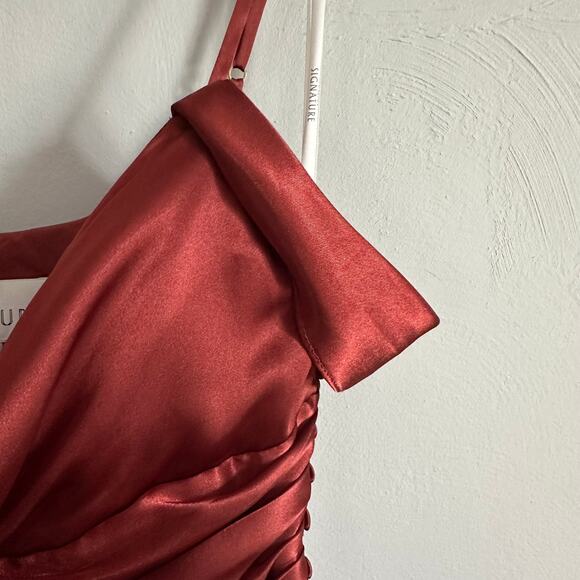 Galina Signature Charmeuse Cowl Dress with Swag Sleeves - Picture 4 of 9